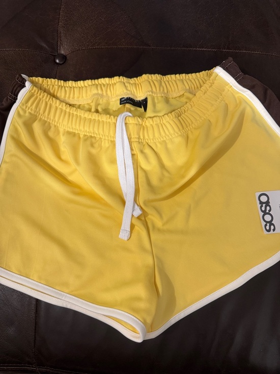 ASOS Pants - ASOS Yellow Athletic Drawstring Shorts with White Trim and brown